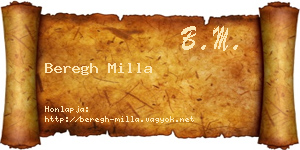 Beregh Milla névjegykártya
